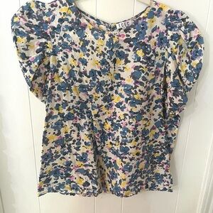 Multicolor Floral Blouse with Puff Sleeves